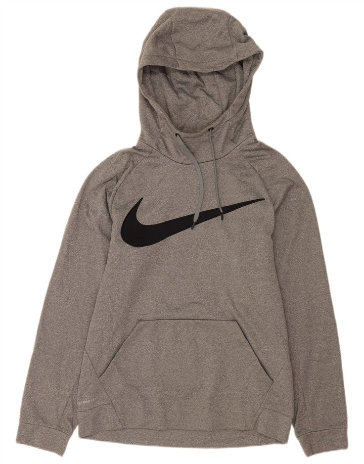 Nike Herre Dri Fit grafisk hættetrøje Jumper, lille grå flækket polyester