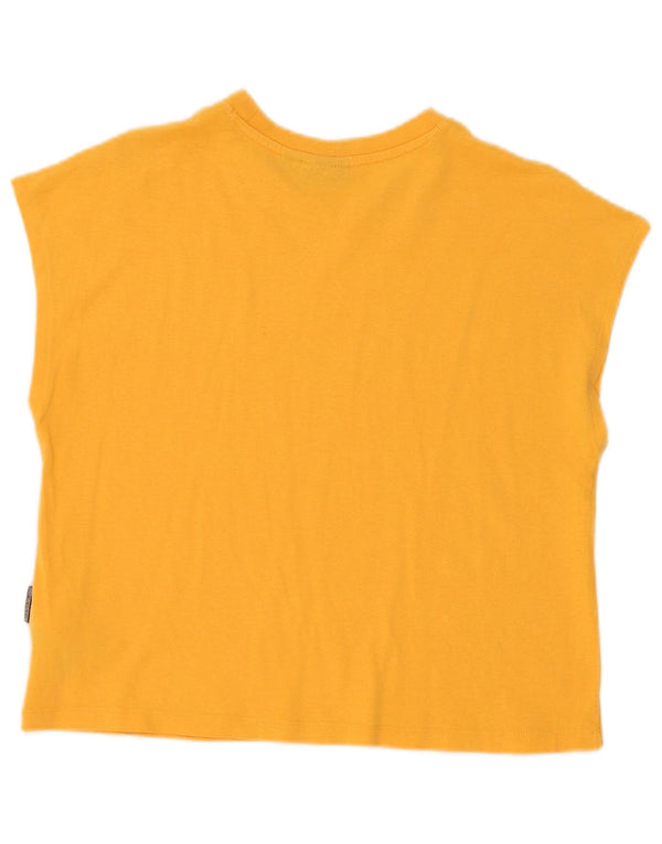 Napapijri Kvinder Oversized Grafisk Vest Top UK 6 XS Gul Bomuld