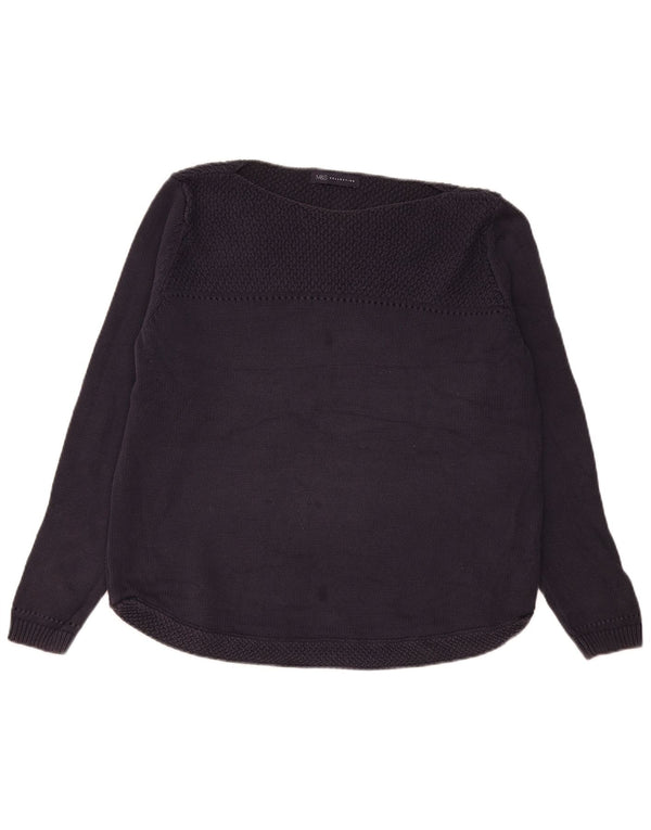 Marks & Spencer Dame Boat Neck Jumper Sweater UK 18 XL Navy Blue Bomuld