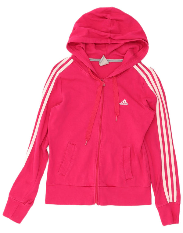 ADIDAS hættetrøje med lynlås til kvinder UK 10 Small Pink Bomuld