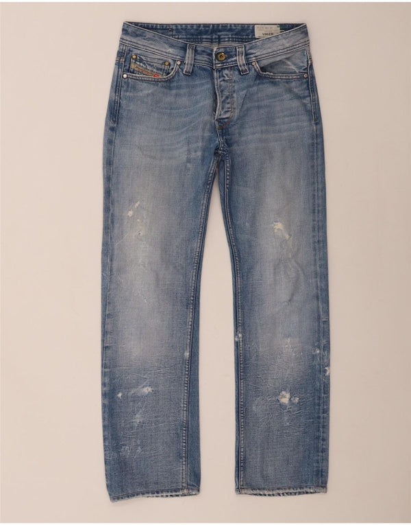 Diesel Dame Viker Distressed Straight Jeans W28 L29 Blå Bomuld