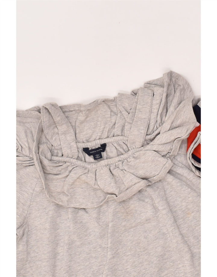 TOMMY HILFIGER Girls Short Sleeve Sweatshirt Jumper 15-16 Years XL Grey | Vintage Tommy Hilfiger | Thrift | Second-Hand Tommy Hilfiger | Used Clothing | Messina Hembry 
