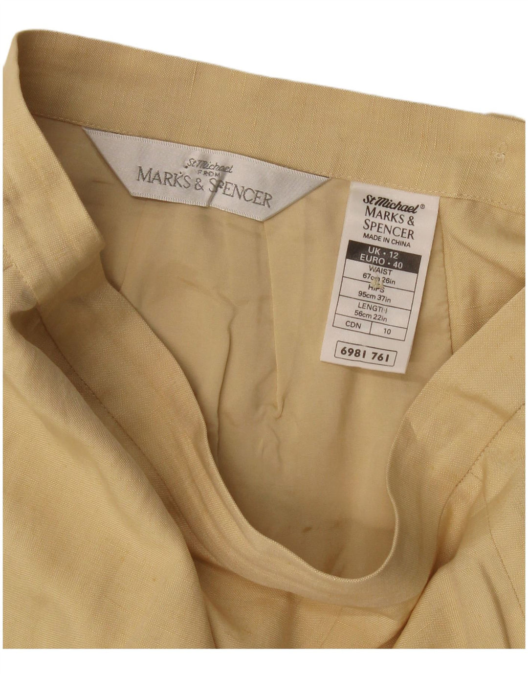 Marks & Spencer A-line nederdel til kvinder UK 12 Medium W28 Beige Silke