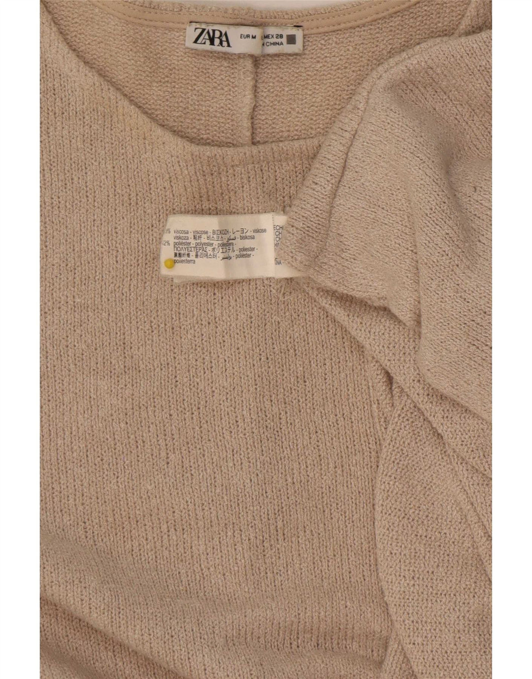 Zara Dame Oversized Bluse Top UK 14 Medium Beige Viscose