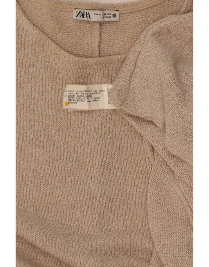 Zara Dame Oversized Bluse Top UK 14 Medium Beige Viscose