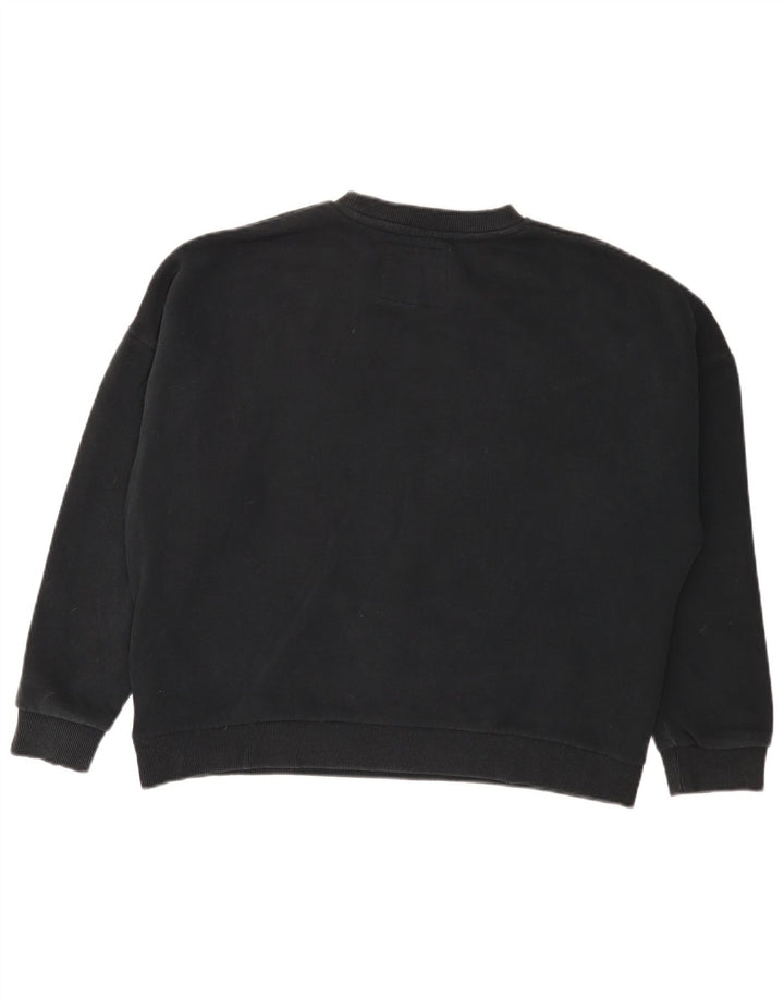 SUPERDRY Womens Crop Oversized Sweatshirt Jumper UK 12 Medium  Black