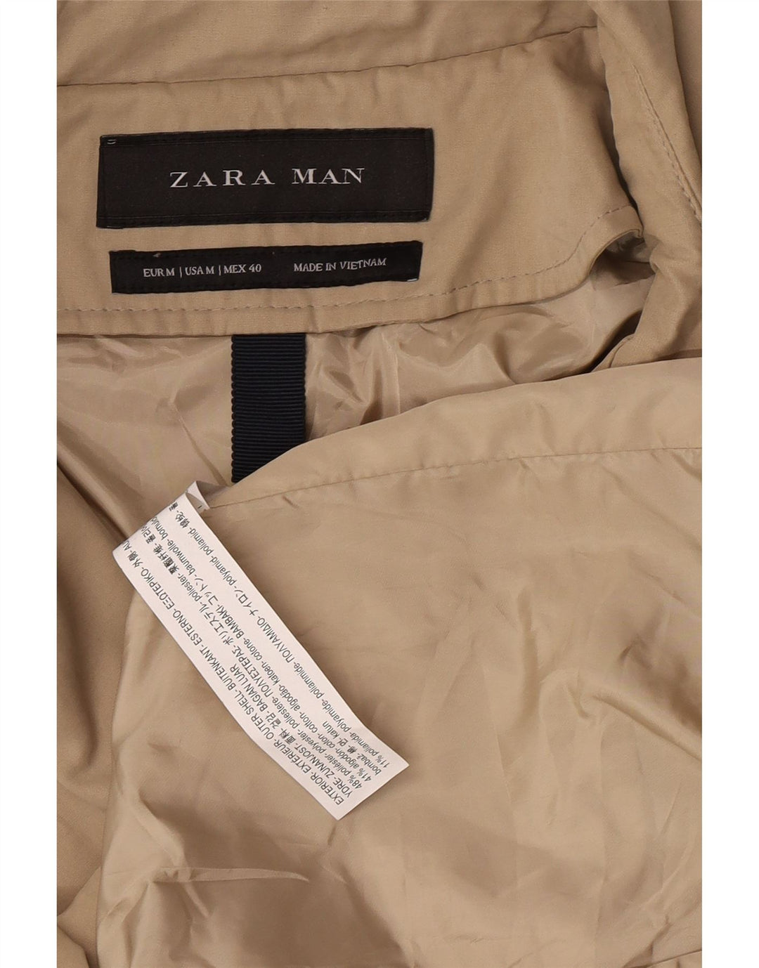 Zara Trench Coat til mænd UK 38 Medium Beige Polyester