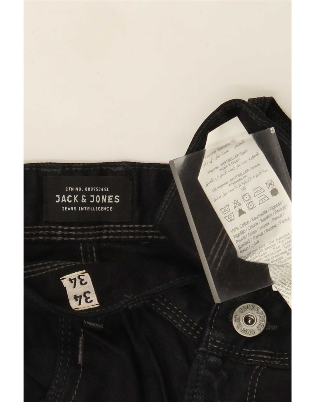 Jack & Jones Straight Jeans til mænd W34 L34 Marineblå bomuld