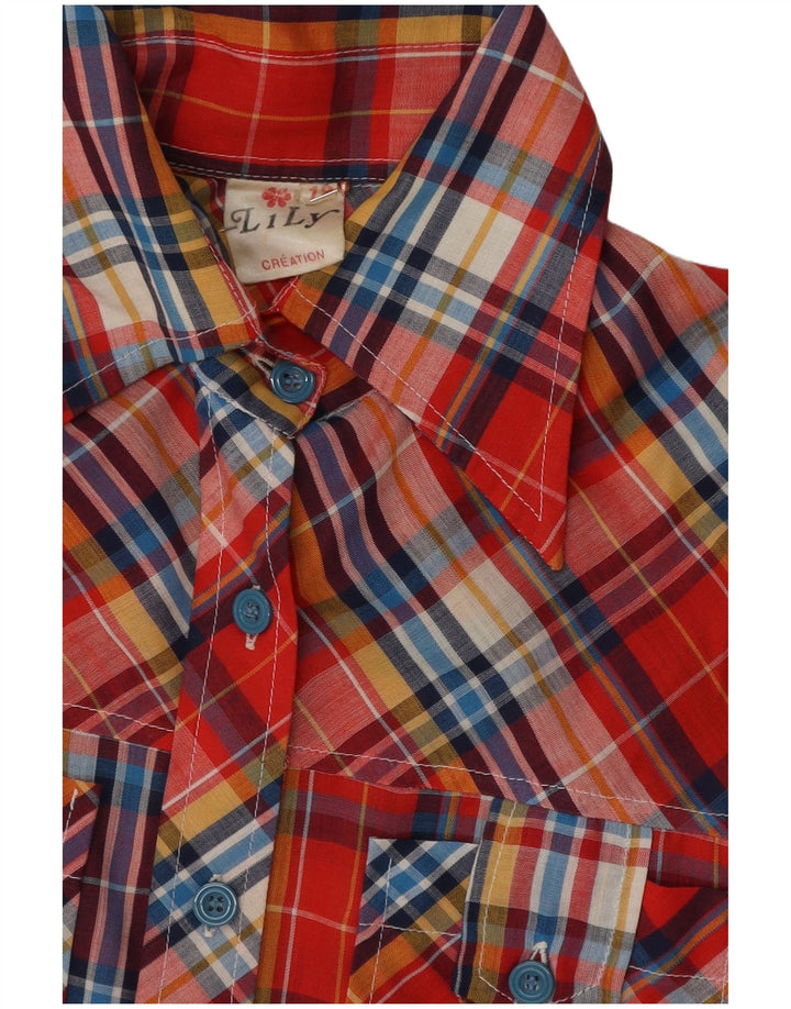 Vintage pigeskjorte 11-12 år rød plaid polyester