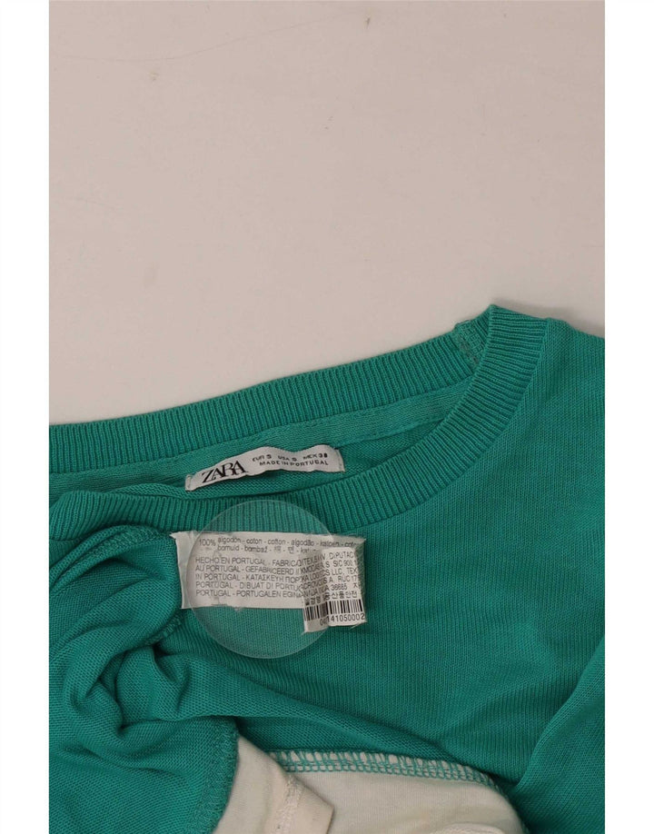 Zara Herre T-Shirt Top Lille Grøn Colourblock Bomuld