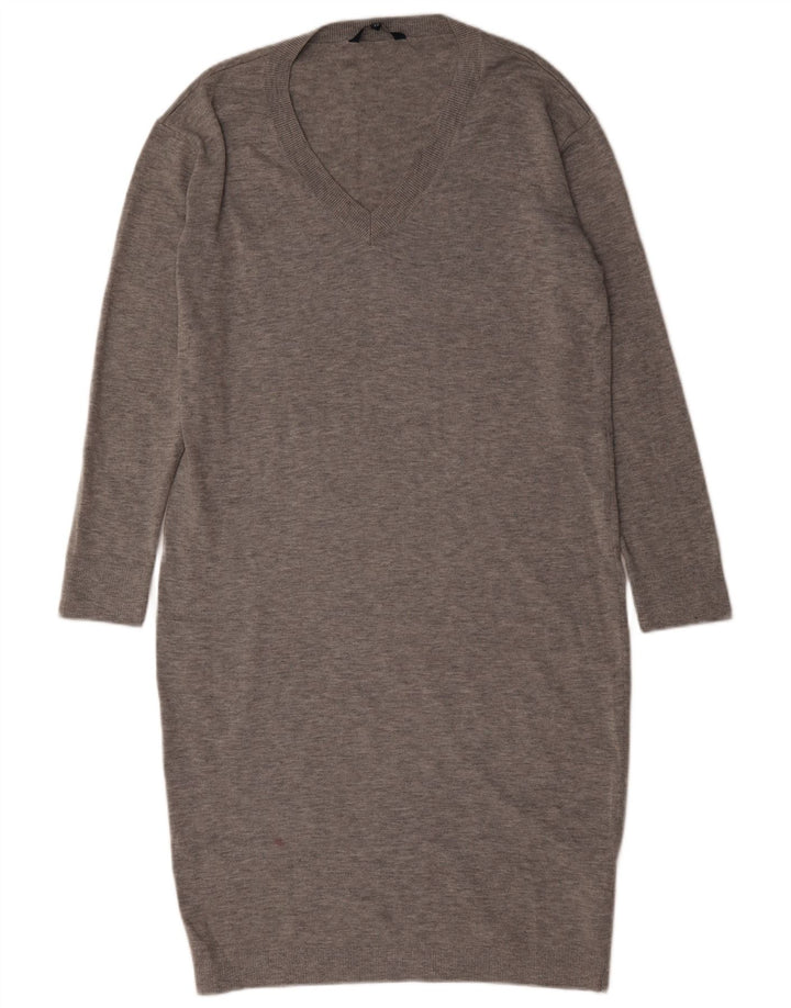 French Connection Dame Jumper Dress UK 14 Large Grå Flecked Polyester