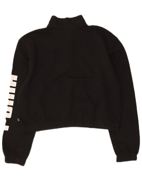 Puma Dame Grafisk Zip Neck Sweatshirt Jumper UK 16 Stor sort bomuld