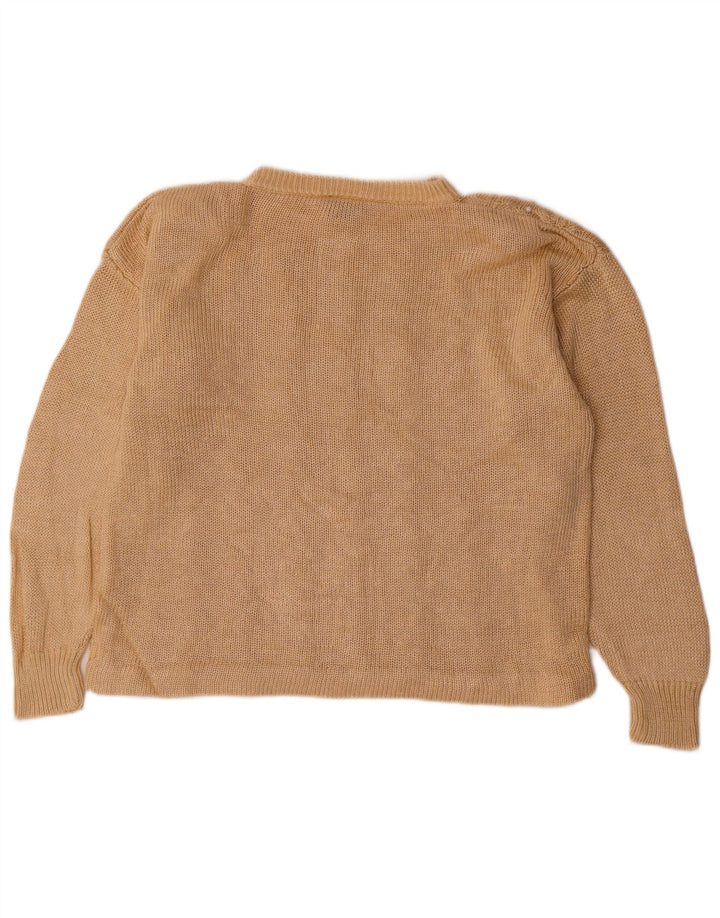 Bluhmod Dame Loose Fit Crew Neck Jumper Sweater UK 16 Large Beige Linen