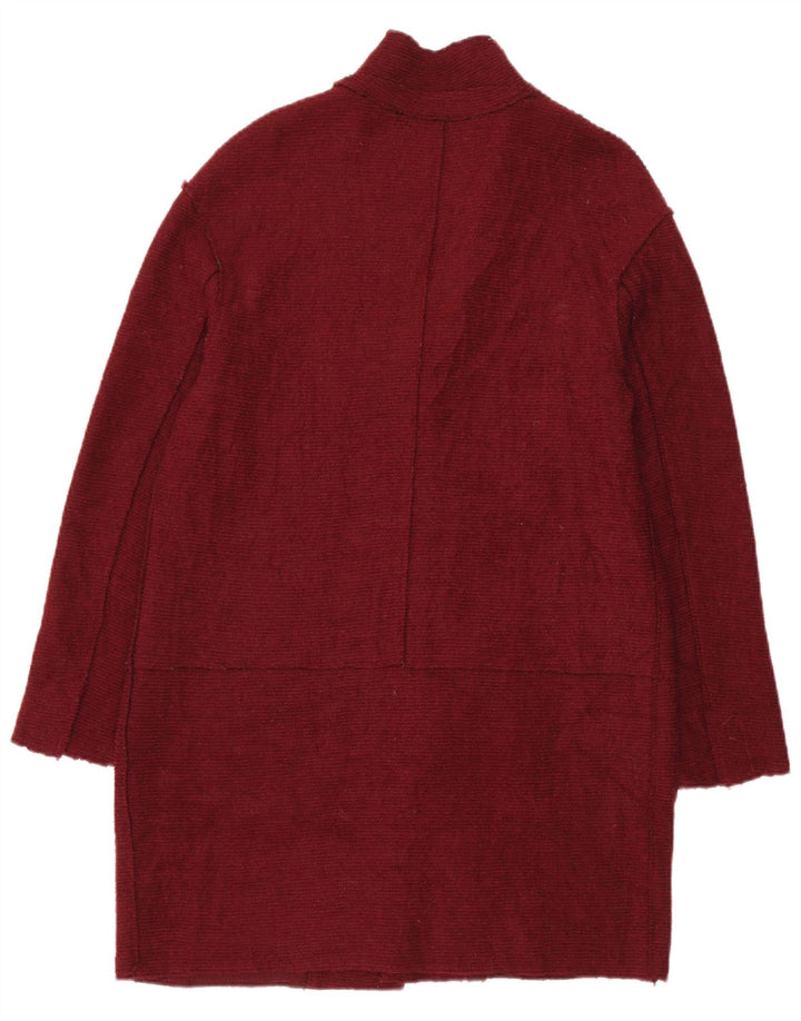 Zara Dame Overfrakke UK 14 Medium Rød Uld