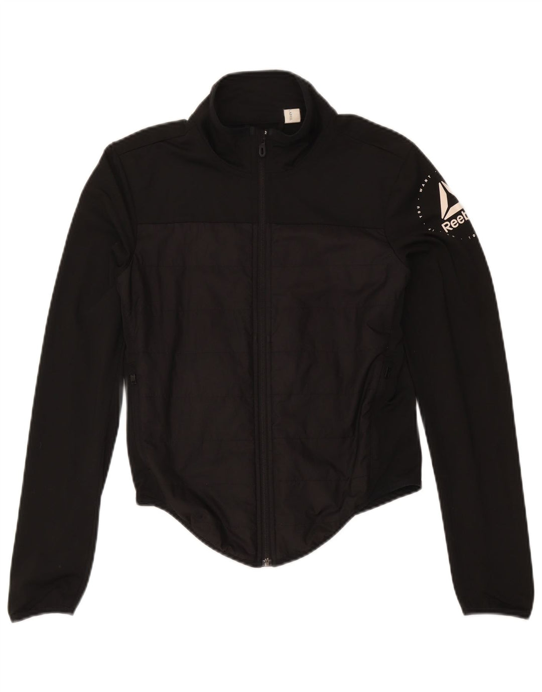 Reebok Grafisk træningsdragt topjakke til kvinder UK 8/10 Lille sort polyester