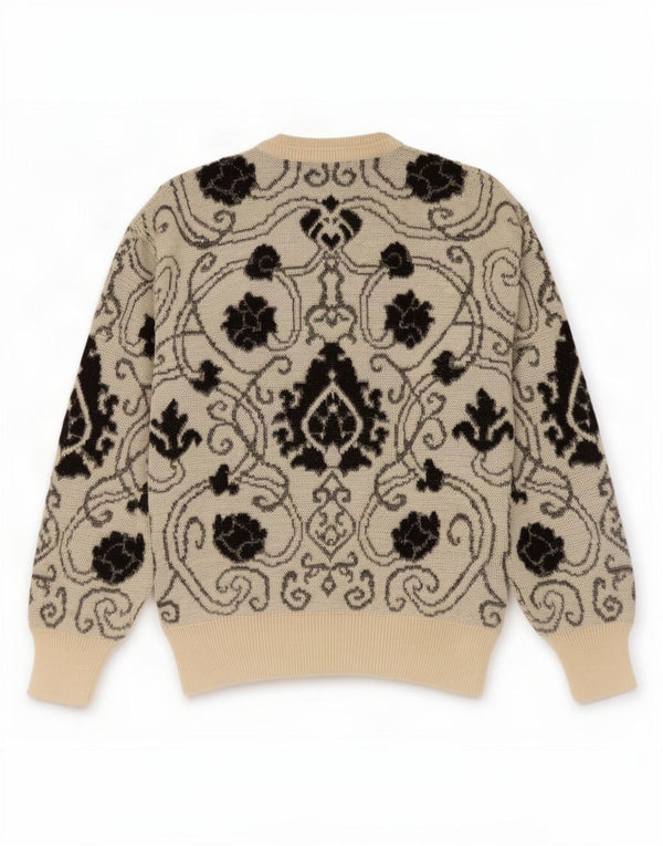 Vintage herre rund hals sweater IT 52 Stor grå Paisley uld