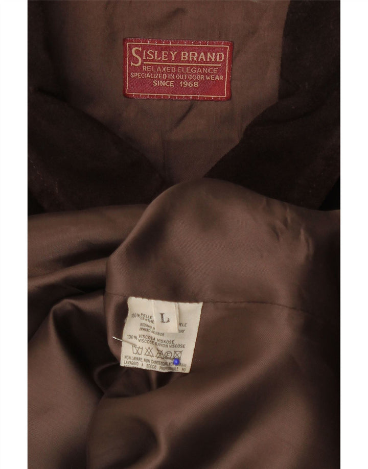 Sisley Herre Relaxed Elegance Ruskindsjakke UK 40 Stort brunt læder