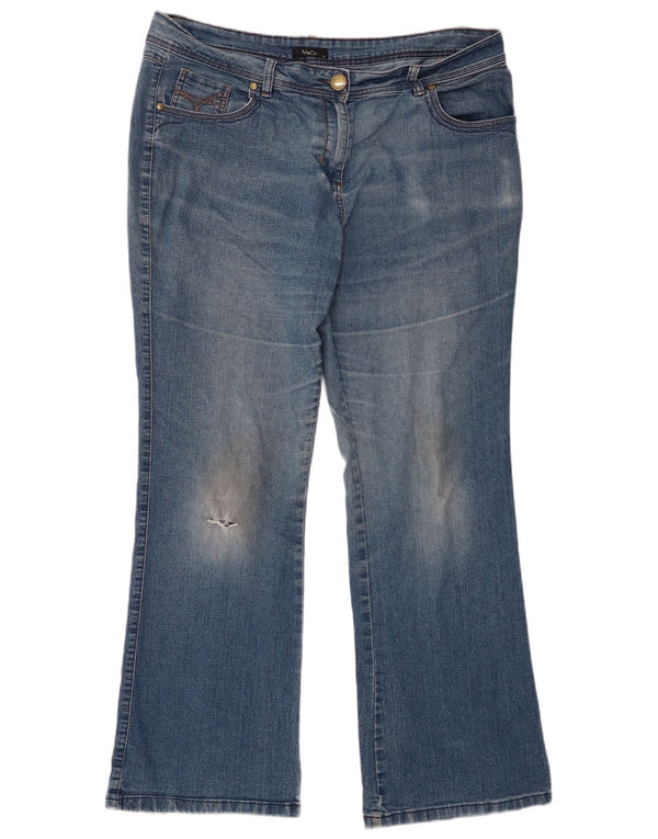 M&Co Womens Distressed Bootcut Jeans UK 16 Large W38 L31 Blue Cotton