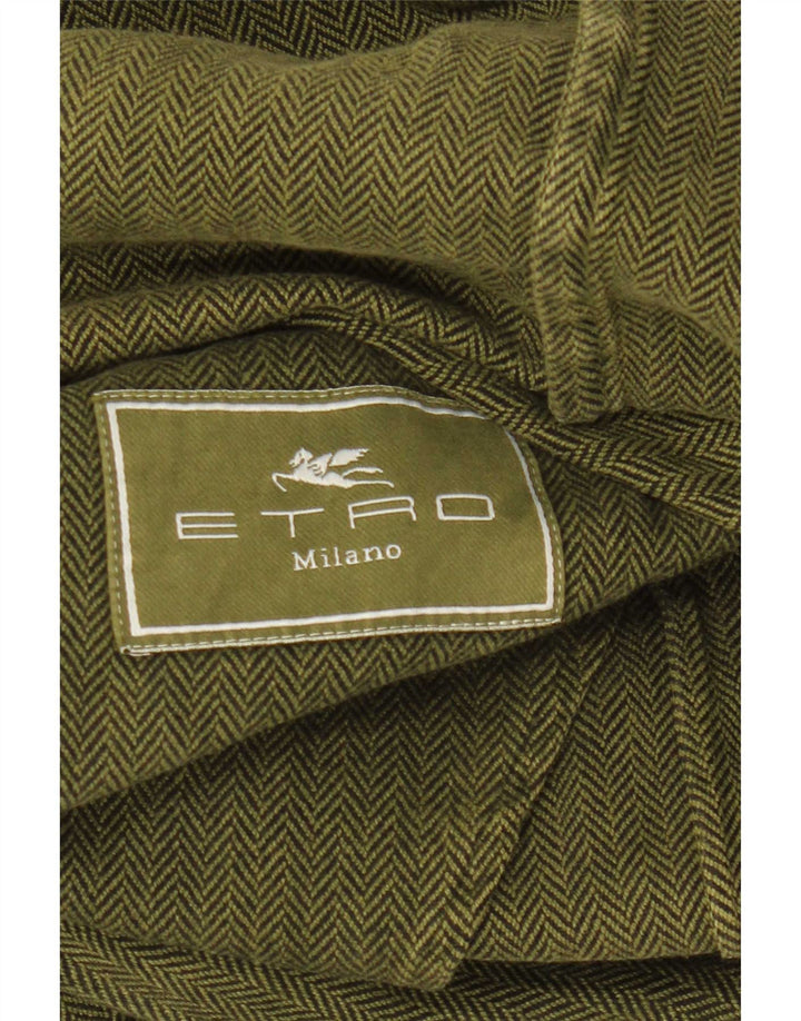 Etro Herre 3-knaps blazerjakke IT 48 Medium Green Herringbone