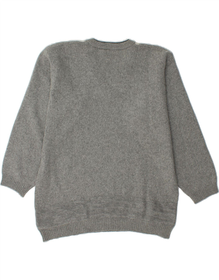 VINTAGE Mens V-Neck Jumper Sweater Medium Grey Argyle/Diamond Vintage Vintage and Second-Hand Vintage from Messina Hembry 