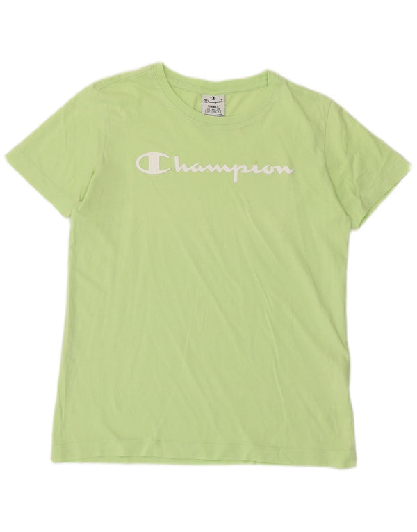 Champion Dame Grafisk T-Shirt Top UK 10 Lille Grøn Bomuld