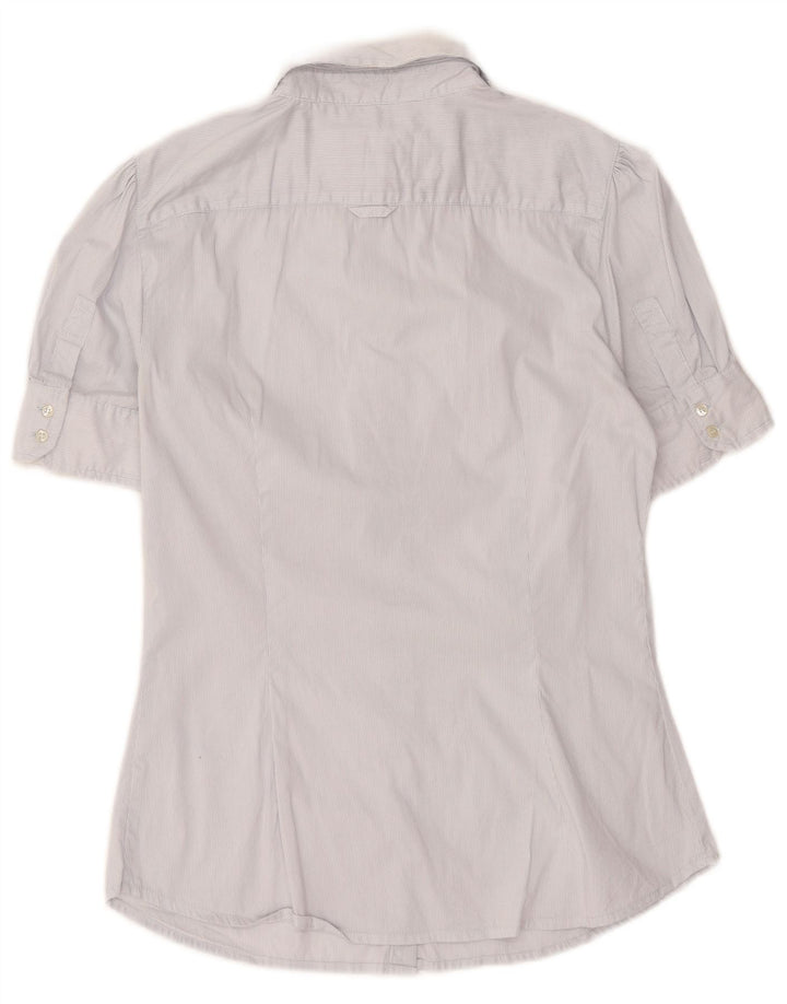 Zara kortærmet skjorte til kvinder UK 14 Medium White Pinstripe