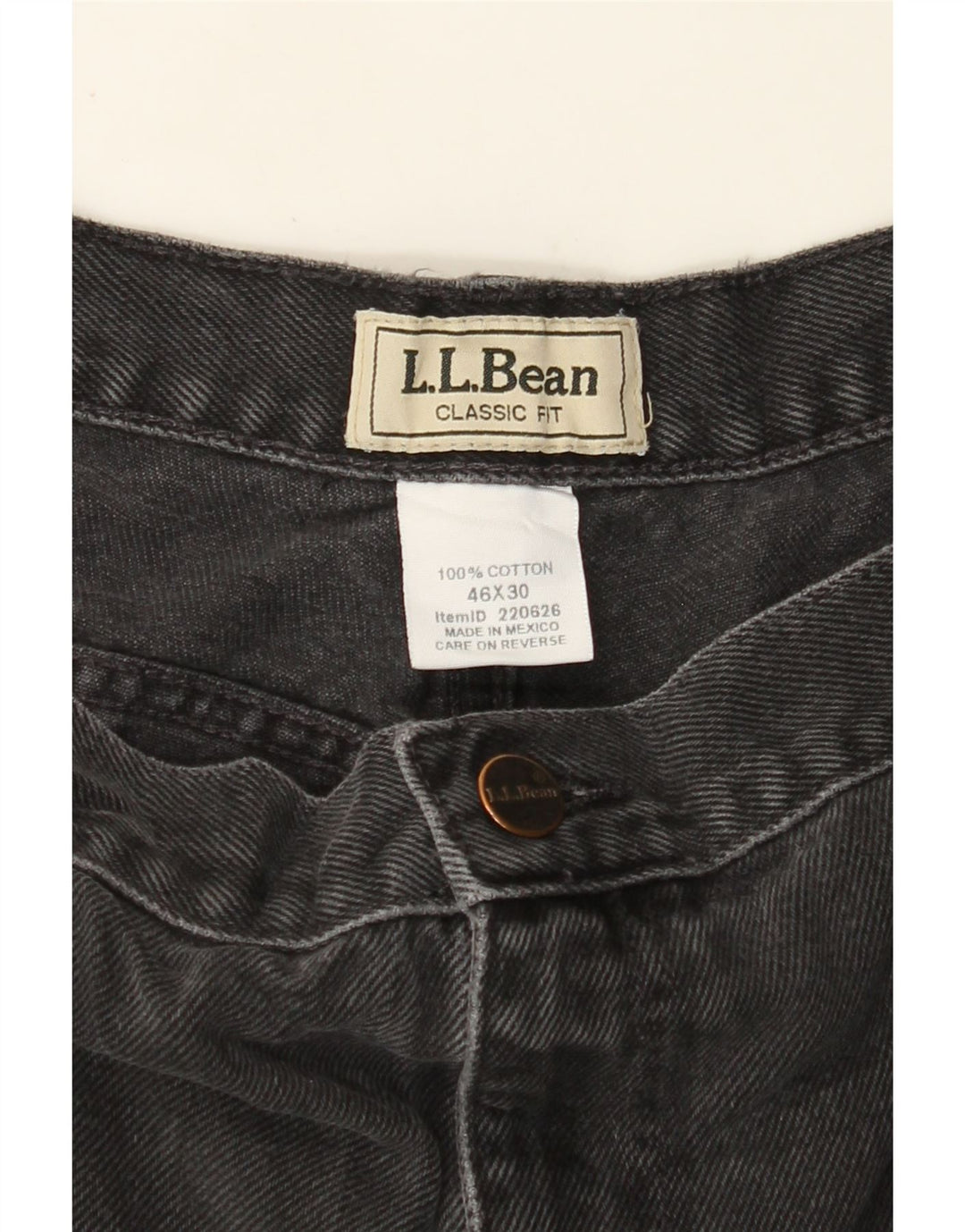 L.L.BEAN Herre Classic Fit Straight Jeans W46 L30 Sort Bomuld