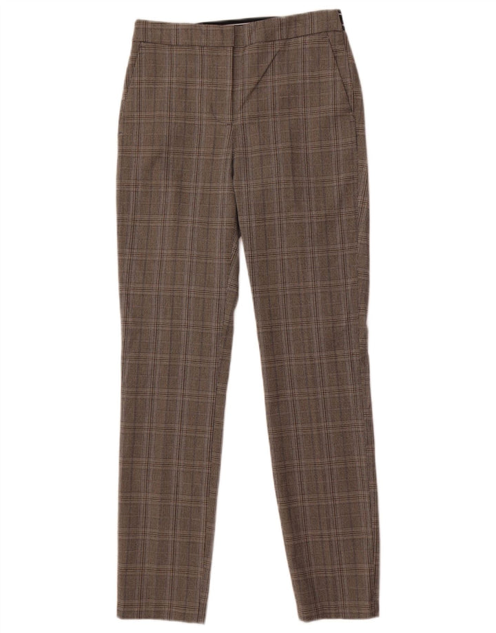 Zara Dame Slim Suit Bukser XS W24 L27 Grå ternet polyester