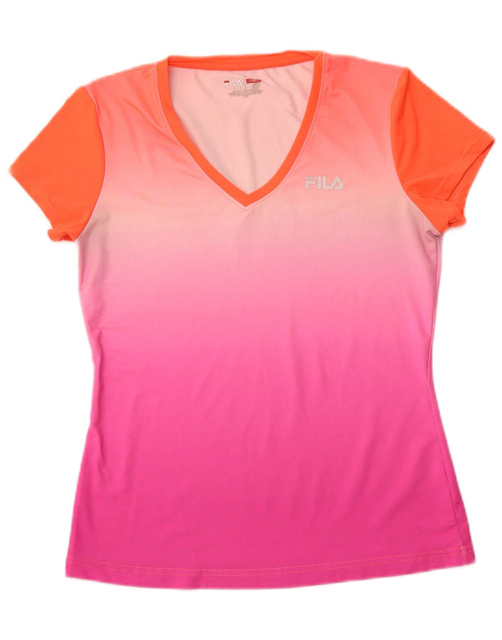 FILA T-shirt top til kvinder DK 12 Medium Pink Colourblock