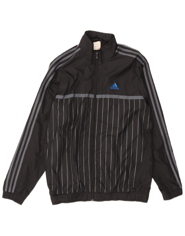 ADIDAS Mens Tracksuit Top Jacket UK 38/40 Medium Black Striped Polyester