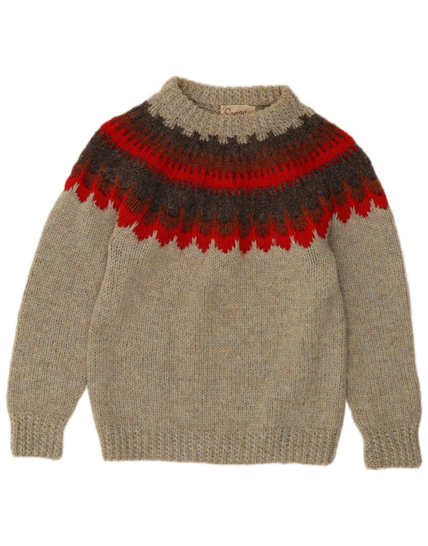 Scapa Dame Turtle Neck Jumper Sweater UK 16 Large Grey Fair Isle