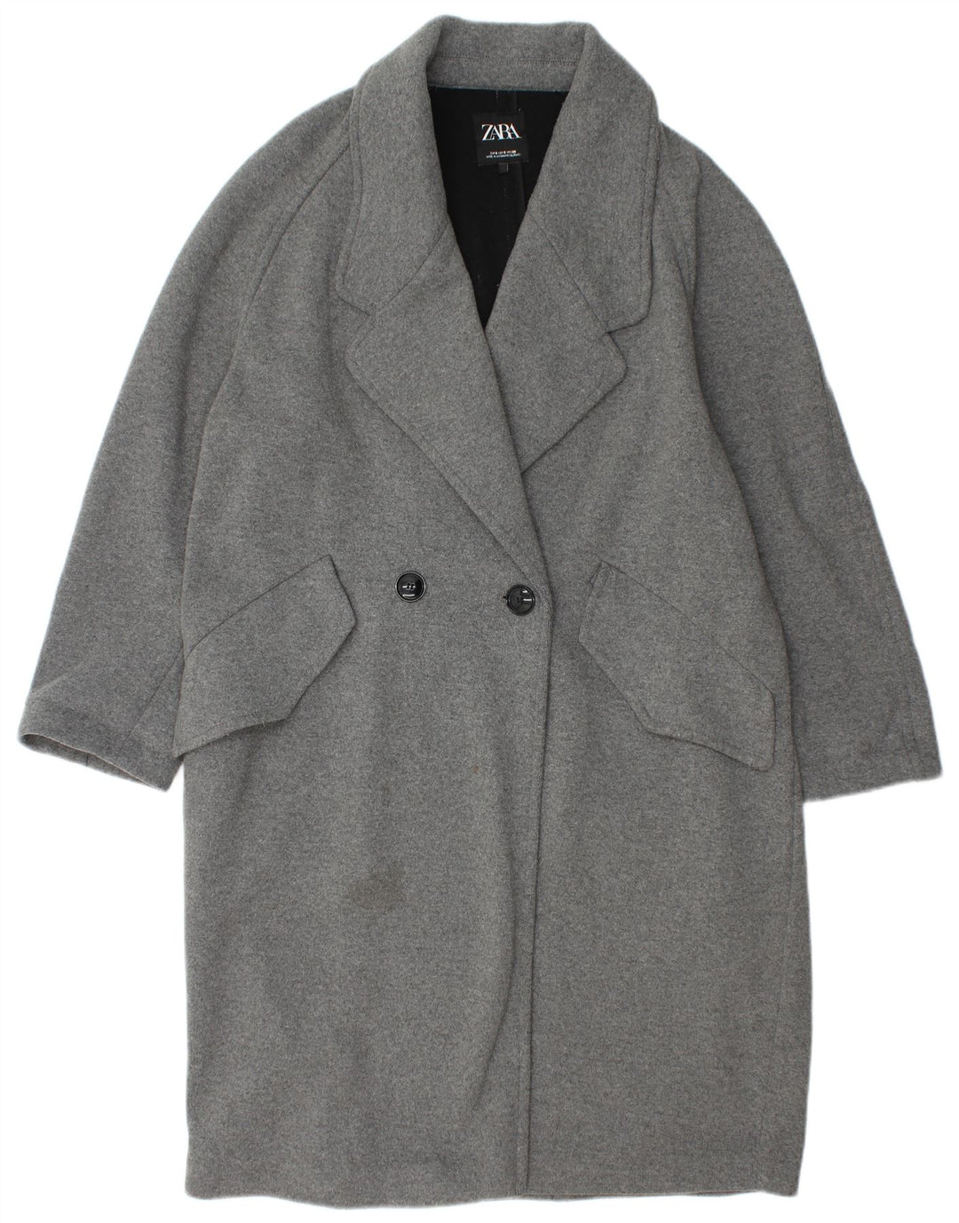 Zara Dame Oversized Overfrakke UK 10 Lille Grå