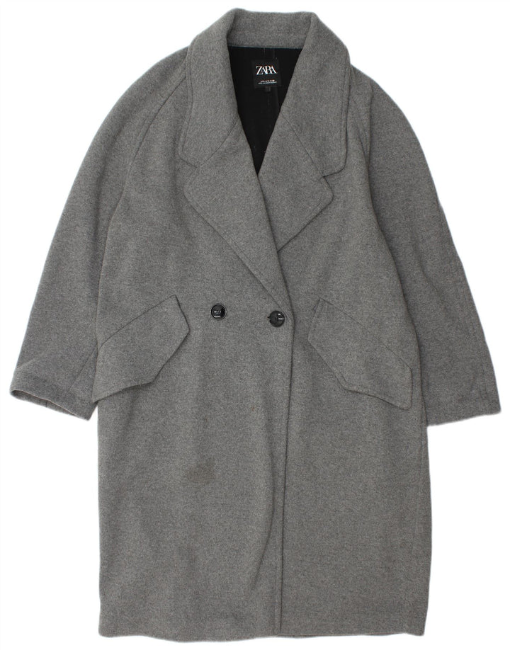 Zara Dame Oversized Overfrakke UK 10 Lille Grå
