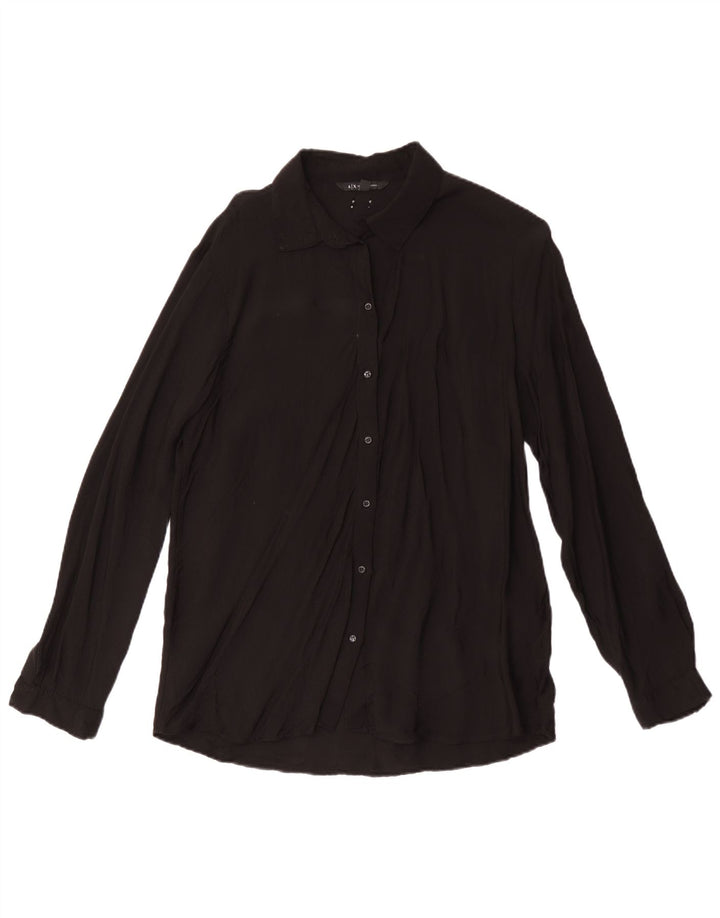 Armani Exchange Womens Shirt Bluse UK 14 Large Black Viscose