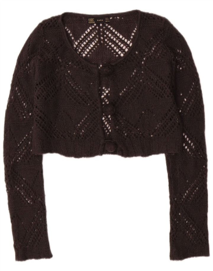 ZARA Womens Crochet Bolero Jumper UK 16 Large Grey