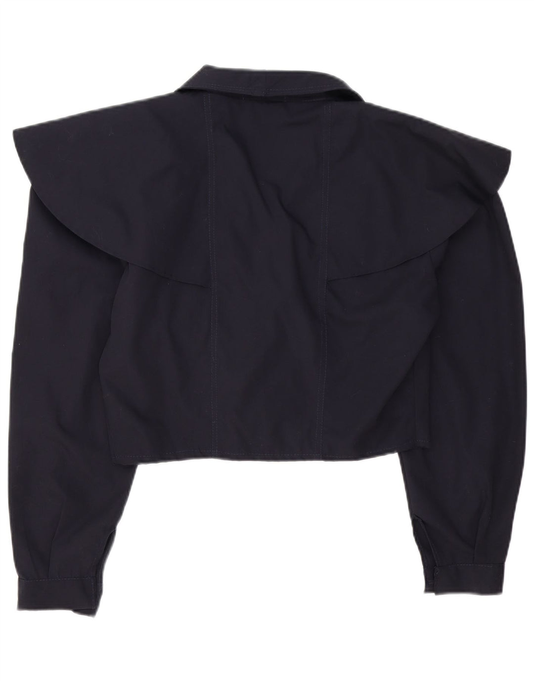 Vintage Dame Crop Dobbeltradet Blazer Jacket UK 14 Medium Navy Blue