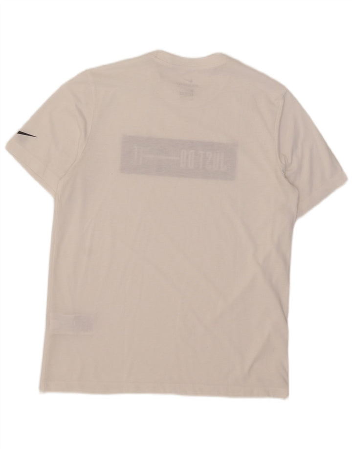 Nike Herre Dri Fit grafisk T-shirt Top Medium Hvid Bomuld