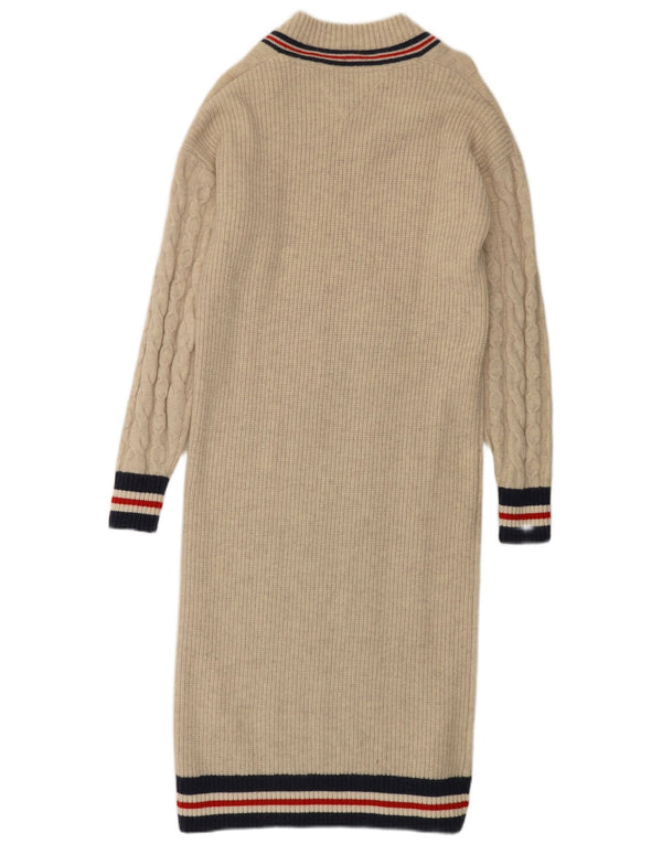 Tommy Hilfiger Dame Langærmet Jumper Kjole UK 10 Small White