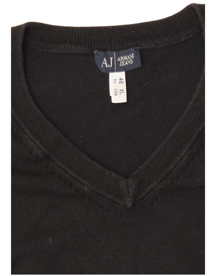 Armani Jeans Dame V-hals sweater EU 46 XL Sort
