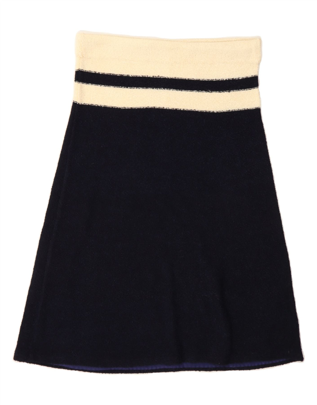 VINTAGE Womens A-Line Skirt IT 44 Medium W30 Navy Blue Colourblock Vintage Vintage and Second-Hand Vintage from Messina Hembry 