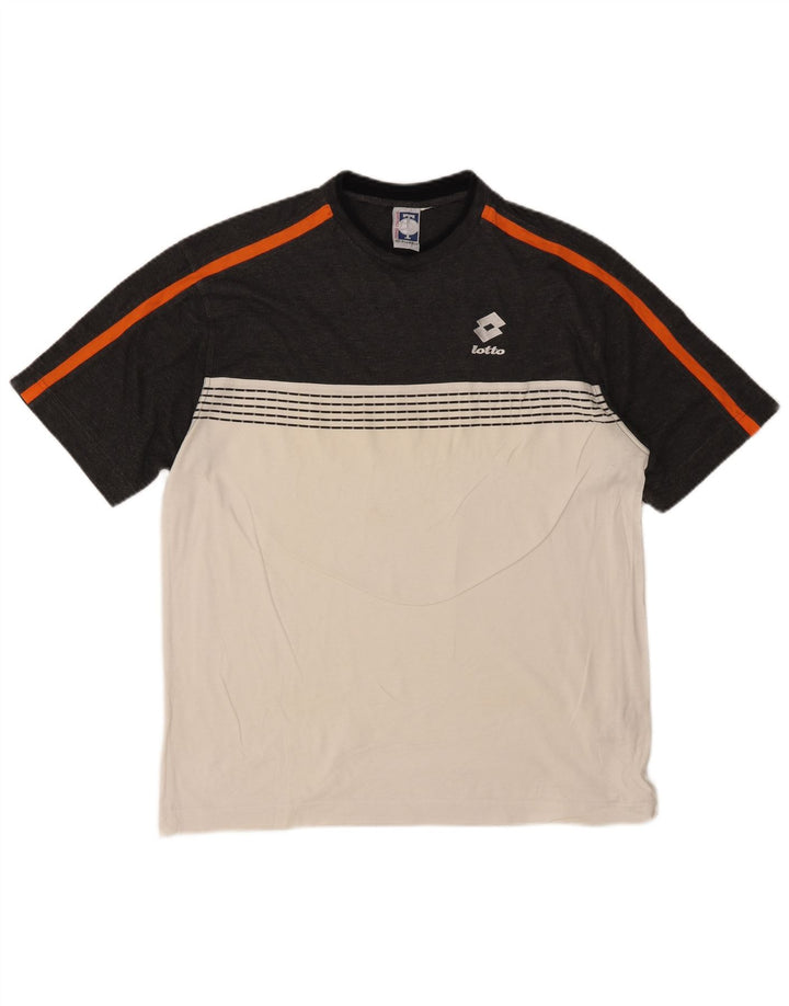 LOTTO Mens T-Shirt Top UK 40/42 Large White Colourblock Polyester