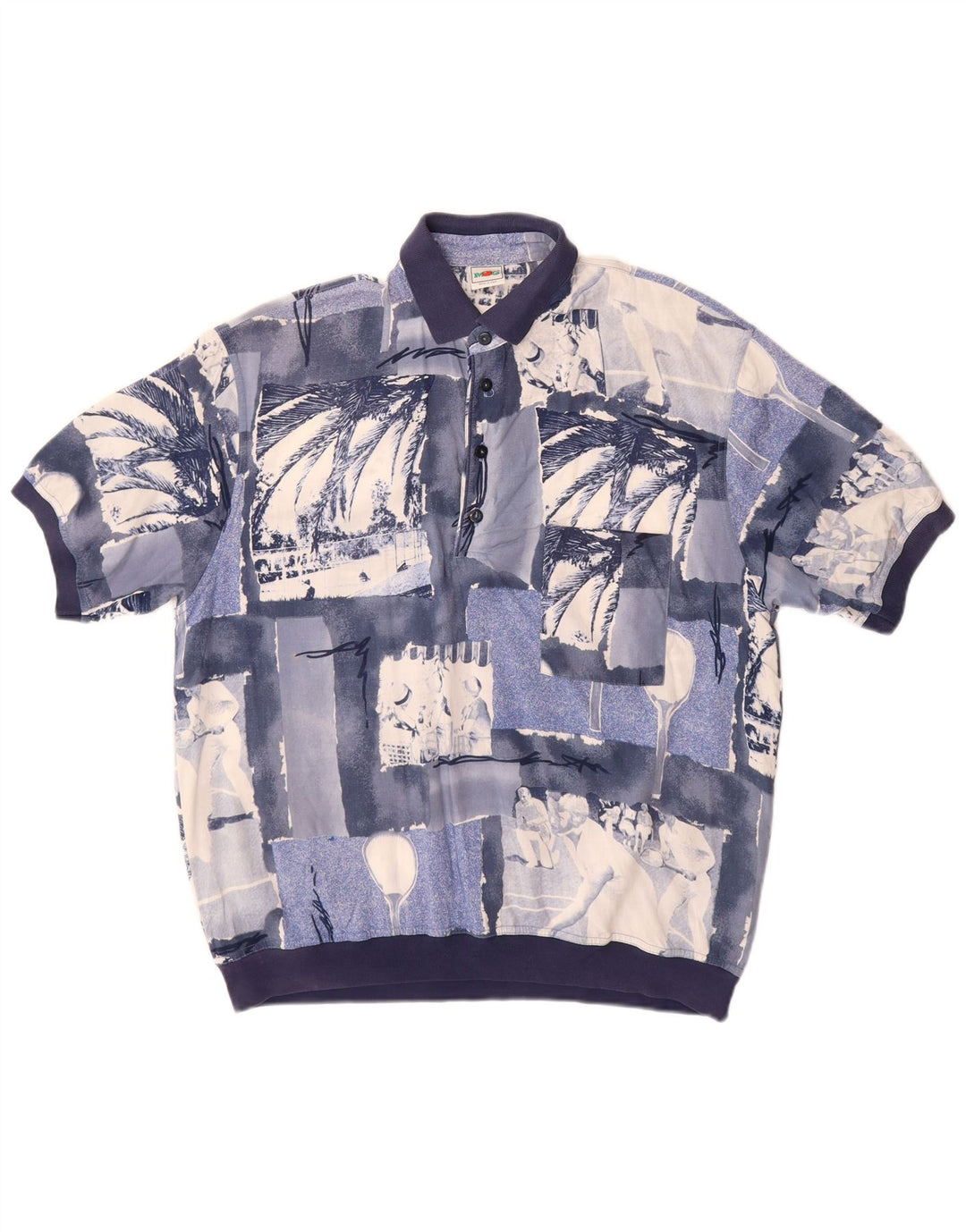 MANGO kortærmet trøje til mænd Stor blå patchwork