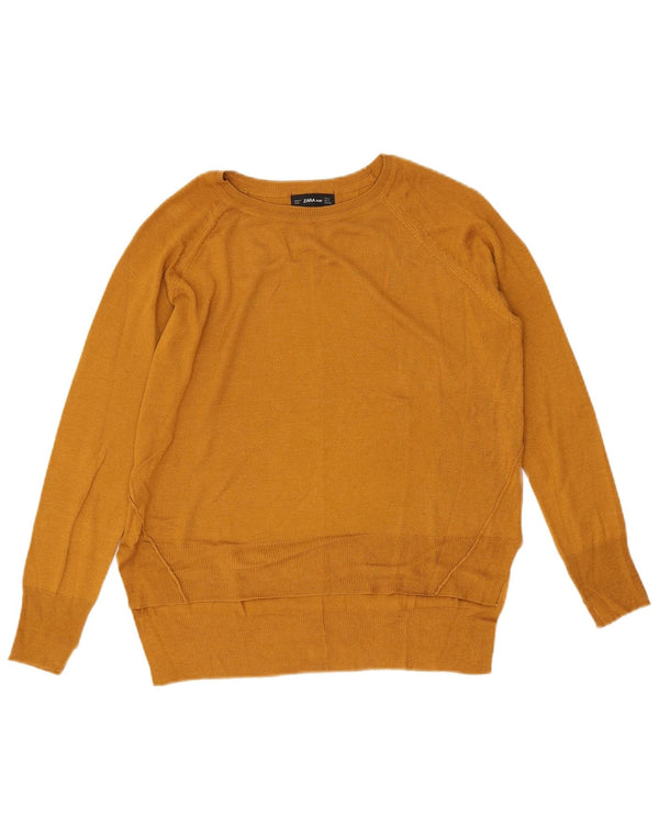 Zara Dame Boat Neck Jumper Sweater UK 10 Small Brown Viscose