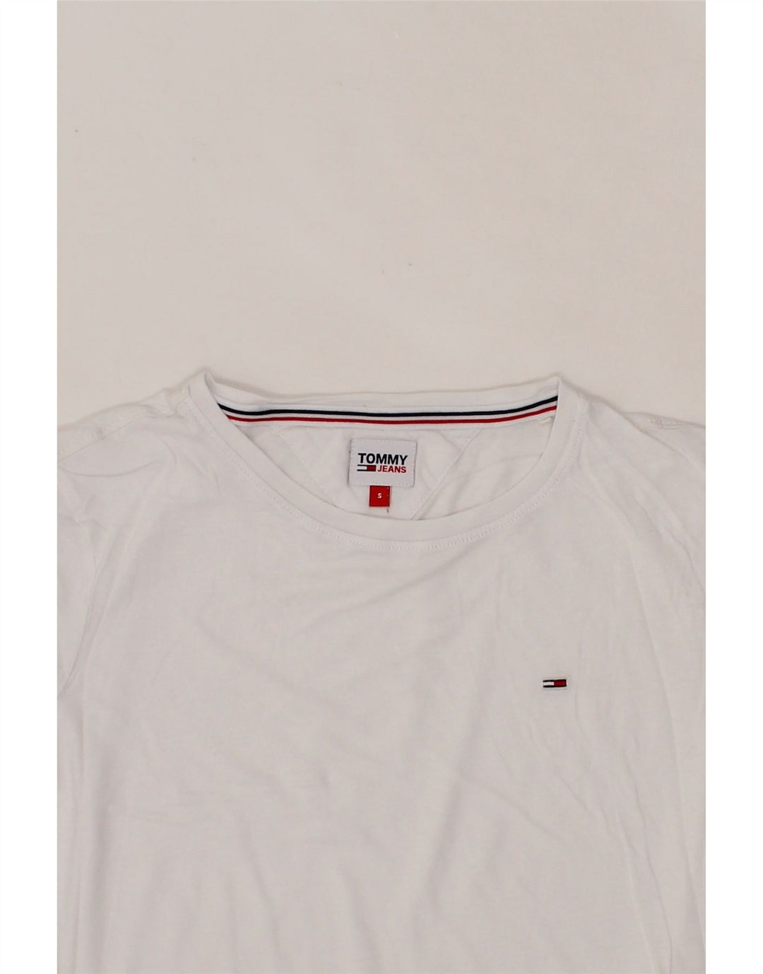 TOMMY HILFIGER Womens T-Shirt Top UK 10 Small White Vintage Tommy Hilfiger and Second-Hand Tommy Hilfiger from Messina Hembry 