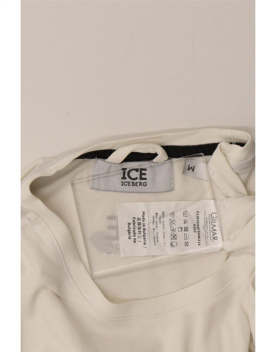 ICEBERG Herre grafisk T-shirt Top Medium Hvid Bomuld