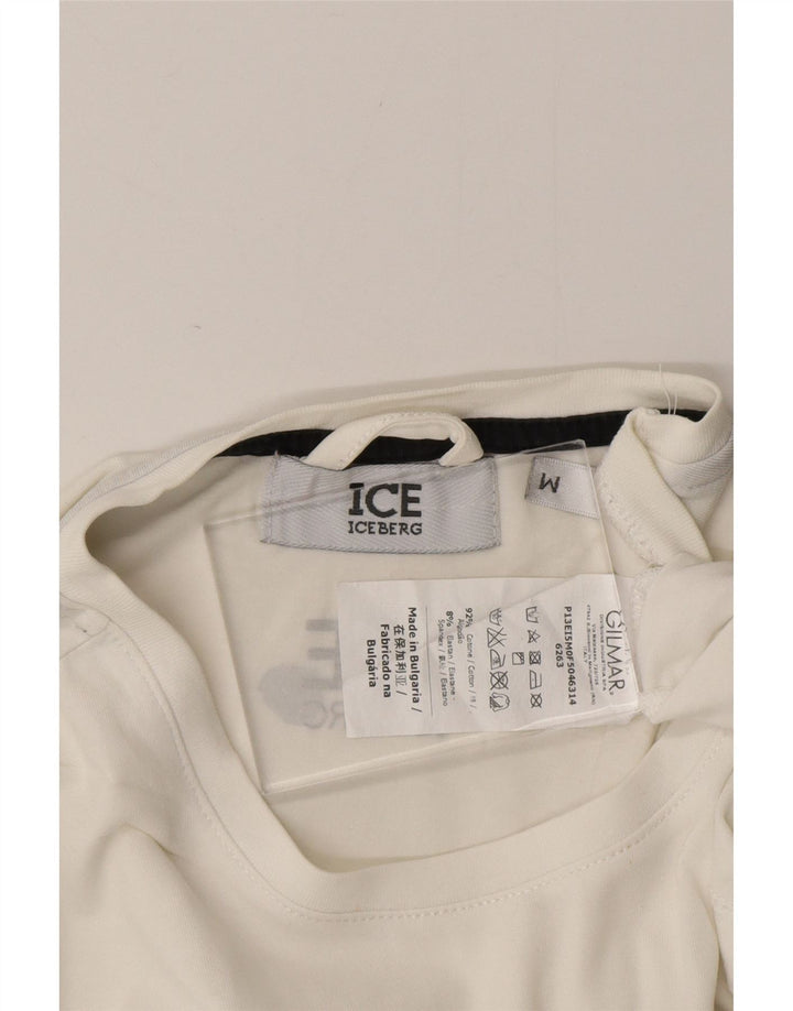 ICEBERG Herre grafisk T-shirt Top Medium Hvid Bomuld