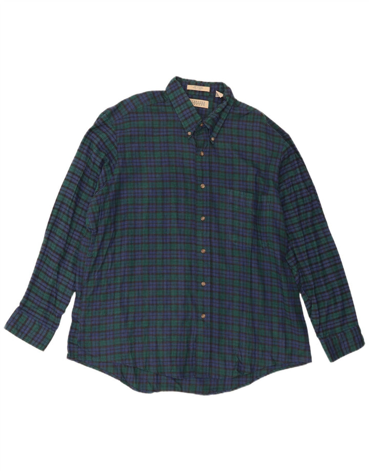 Vintage flannelskjorte til mænd XL grøn ternet bomuld