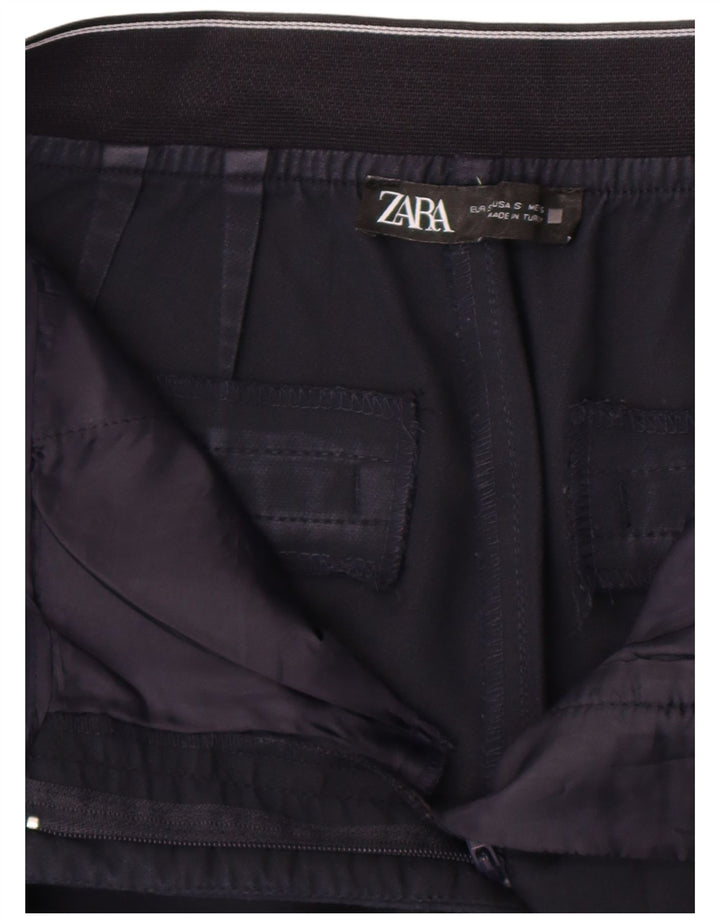 Zara Dame Slim Cropped Trousers Small W28 L24 Navy Blue