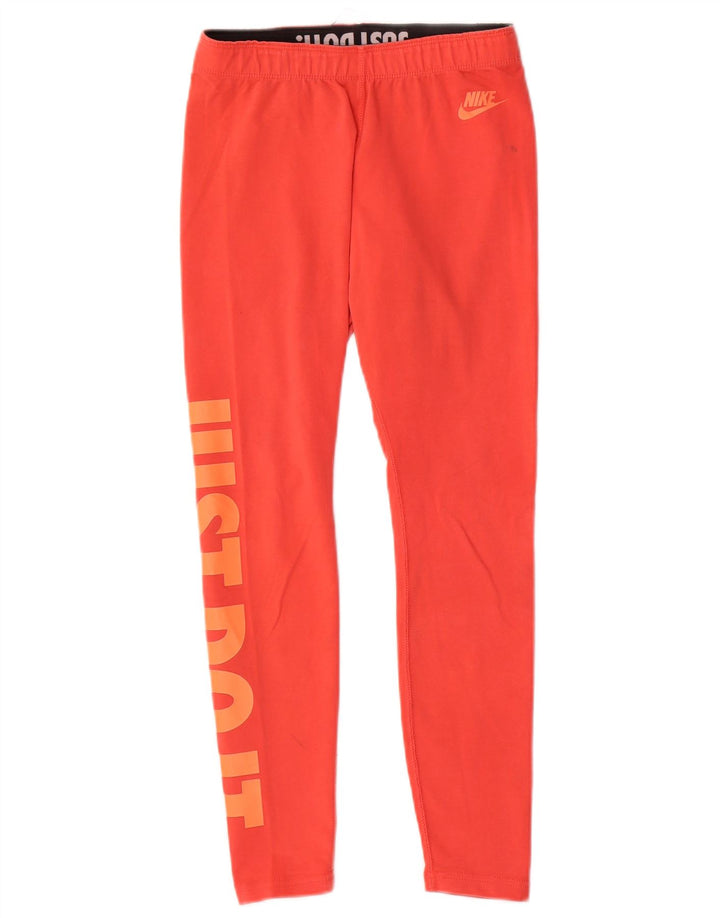 Nike Dame Grafiske Leggings UK 14 Medium Rød Bomuld