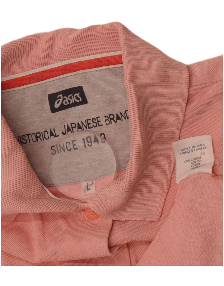 ASICS Womens Short Sleeve Shirt UK 14 Large Pink Cotton